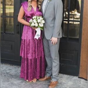 Metallic purple maxi dress